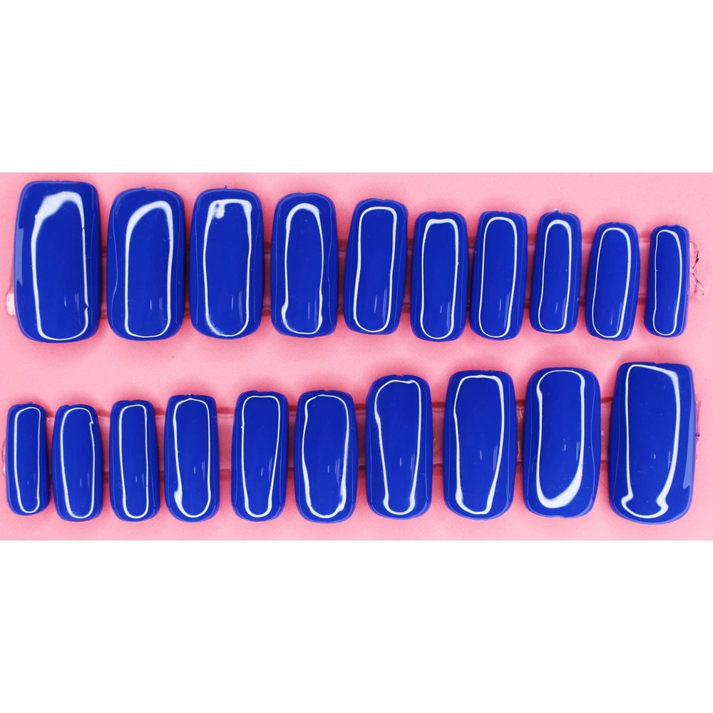 Baby Blues Medium Square Gloss Press On Nails Long